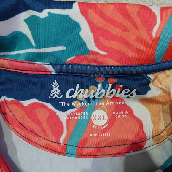NWT Chubbies Mens The Weekend Polo Shirt Short Sleeve Floral Beach Blue Size XXL - Picture 6 of 9